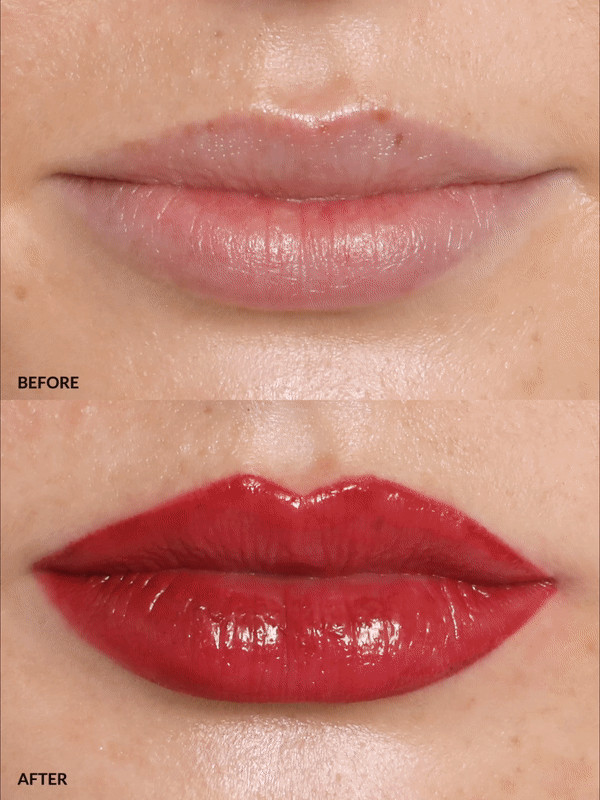 DIFFERENT SKIN TONES BEFORE AND AFTER REFY LIP COLLECTION IN RED 